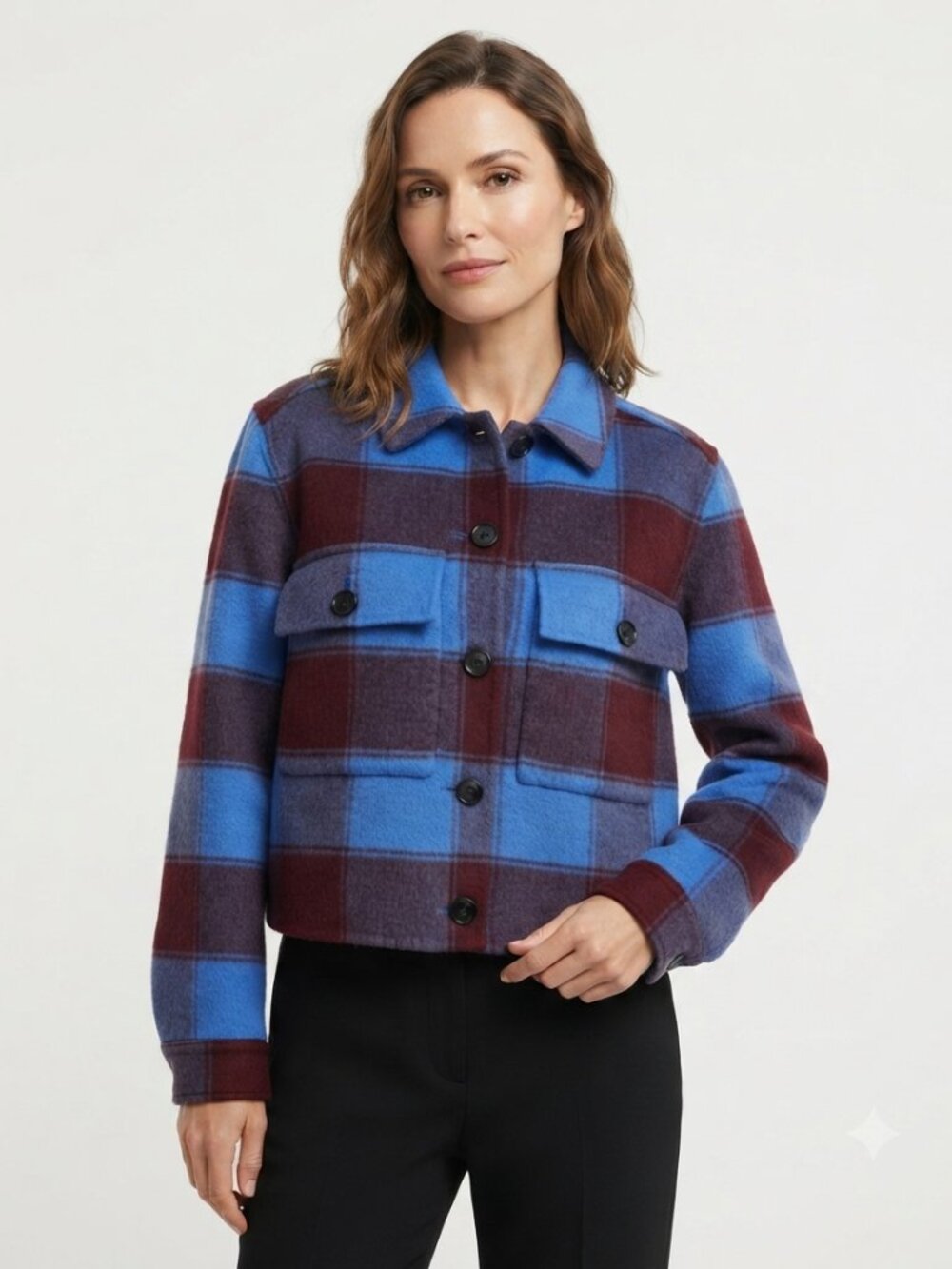 NWT RAILS STEFFI COBALT CHOCOLATE PLAID SHACKET JACKET